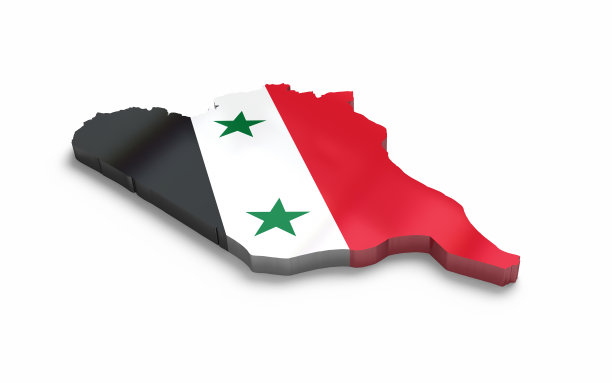 叙利亚国家边界地图，纯白色模型，对象+阴影剪辑路径图片下载