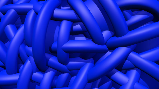 抽象的背景与堆或hank塑料橡胶管或带。三维演示图片下载