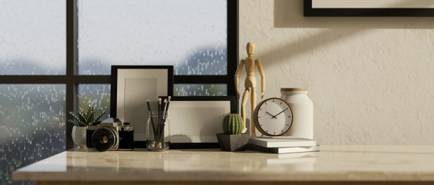 特写图像的白色大理石桌面与家庭装饰图片下载