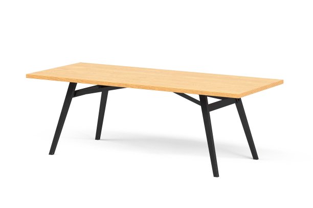 餐桌与木制顶部金属腿图片下载