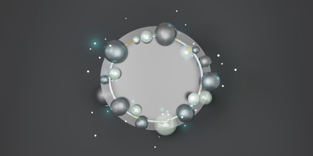 玻璃框架文字和图片与珠子和珍珠3d插图现代装饰背景图片下载