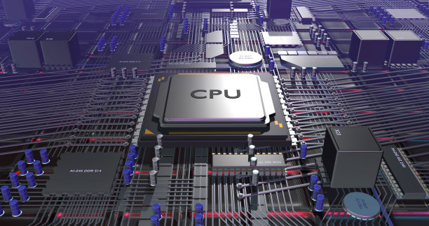 高科技服务器计算机。强大的CPU处理器。相机飞行。图片下载