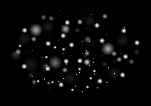 白色灰色的散景渐变半径在黑色背景上随机图片下载
