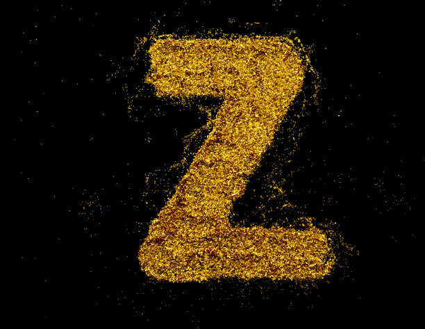 字母Z在闪烁的金粒子隔离图片下载