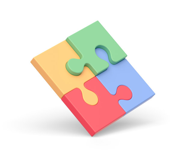 逼真的彩色拼图块3d图标图片下载