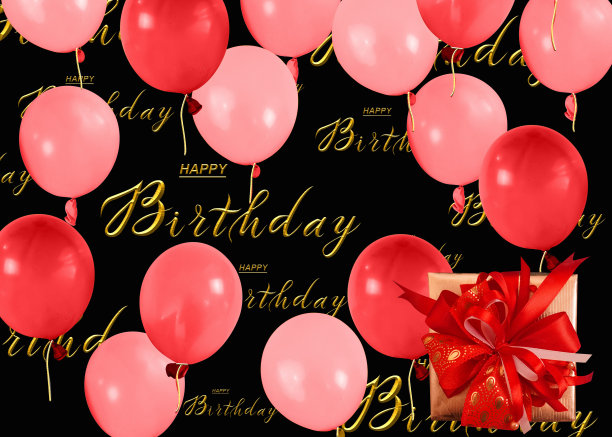 带气球的生日贺卡图片下载