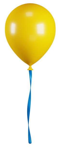 黄色气球与绿色丝带庆祝生日聚会孤立图片下载