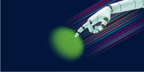 发光的3D机械手图片下载