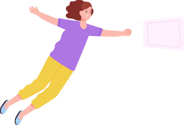 年轻女子带着购物袋飞行图片下载