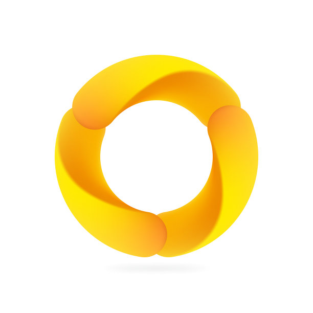 抽象球体标志。软风格圆形图标。徽章由三部分组成。图片下载