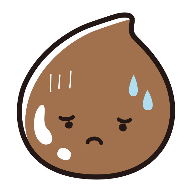 一个棕色的水滴的插图，一个烦恼的脸(污垢等)的字符图片下载