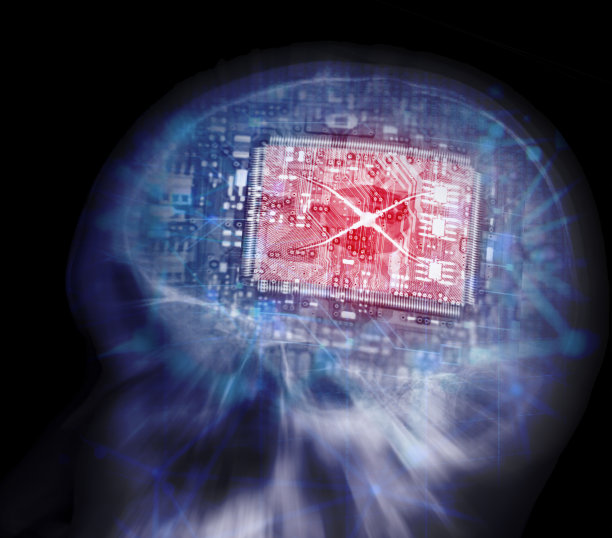 人工智能或AI概念的大脑中的CPU。3 d渲染。图片下载