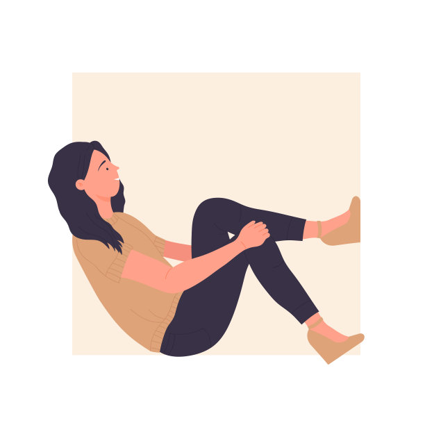 坐在方形的女孩图片下载