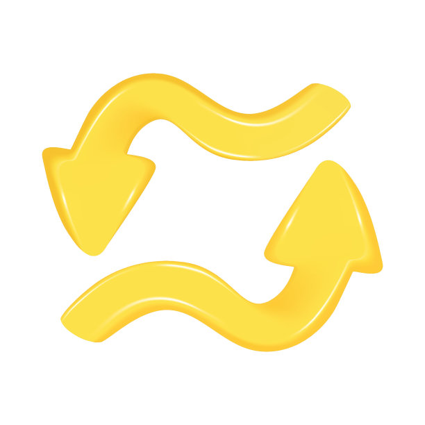 手绘逼真的黄色3d箭头。形状的指向和向下的3d图标。现实的标志设计。孤立在白色背景上的抽象矢量插图图片下载