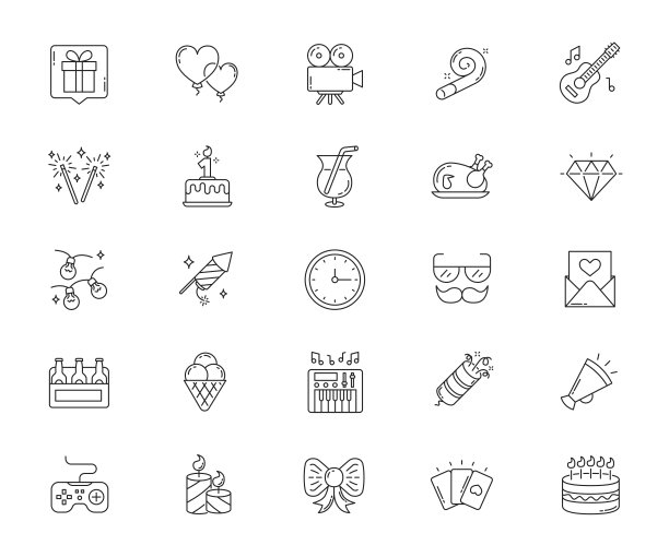 庆祝，生日，线性图标。矢量插图。图片下载