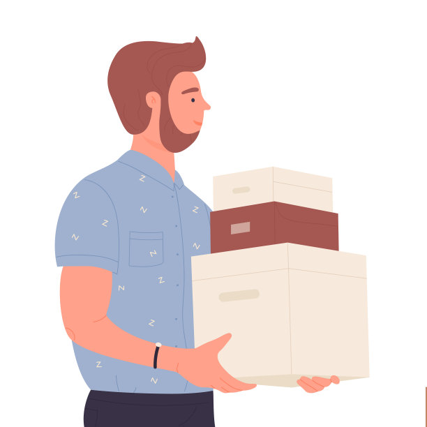 男人抱着包裹箱图片下载