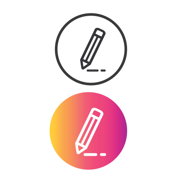圆形铅笔图标矢量logo贴纸模板图片下载