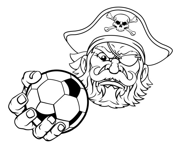 海盗足球足球运动吉祥物卡通图片下载