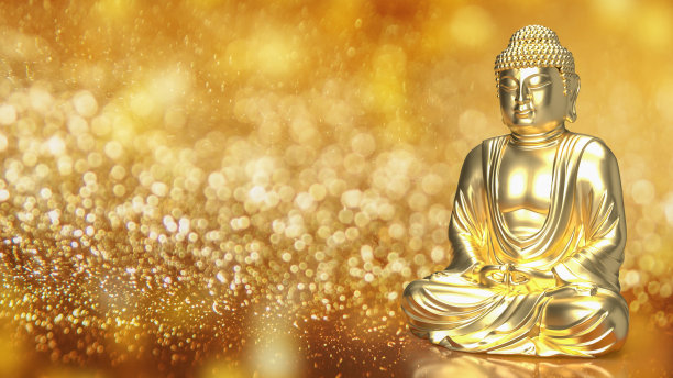 宗教概念3d渲染金佛像图片下载