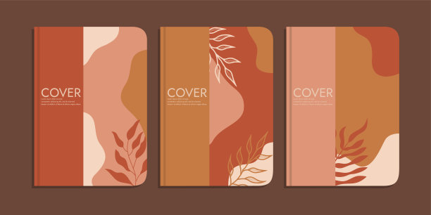 一套书封面设计与手绘花卉装饰。抽象的复古植物背景。用于笔记本、书、请柬、日记、计划表、小册子、书籍、目录图片下载