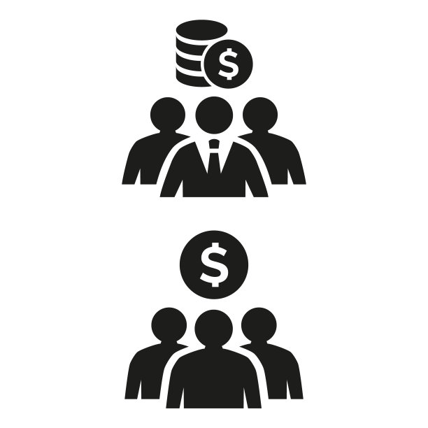 投资者或赞助商团队图标，白色背景。图片下载