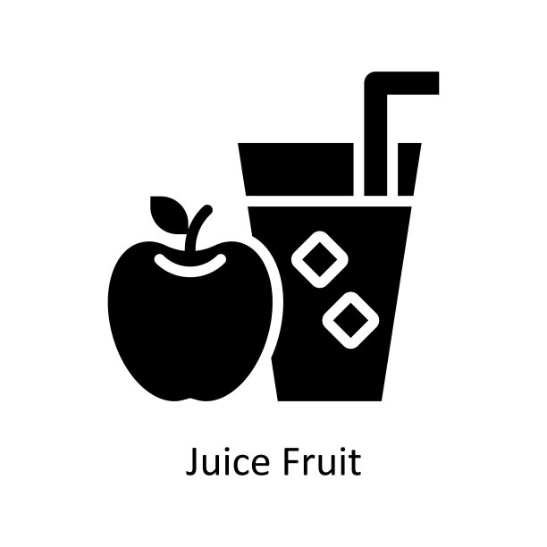 果汁水果矢量固体图标设计插图。杂货店符号在白色背景EPS 10文件图片下载