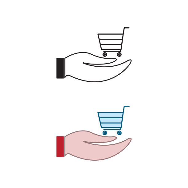 手推车标志图标插图丰富多彩和轮廓图片下载