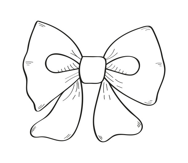 领带蝴蝶结矢量插图在涂鸦风格。婚礼用的复古领结。手绘丝带时尚，应用程序，图片下载
