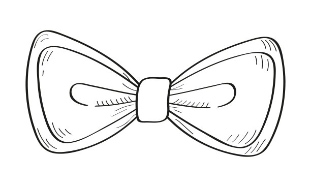 领带蝴蝶结矢量插图在涂鸦风格。婚礼用的复古领结。手绘丝带时尚，应用程序，图片下载