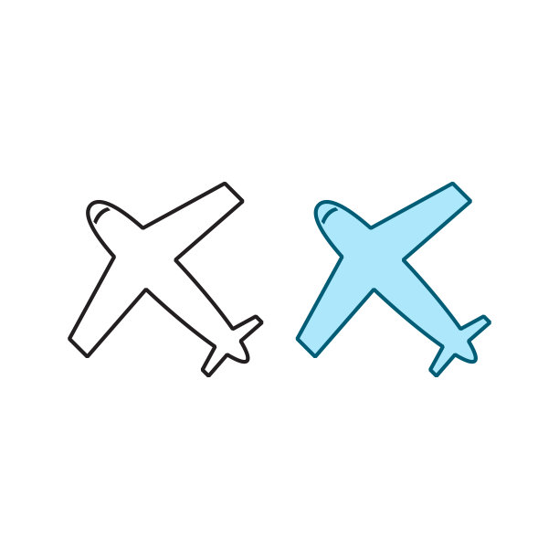 飞机标志图标插图五颜六色和轮廓图片下载