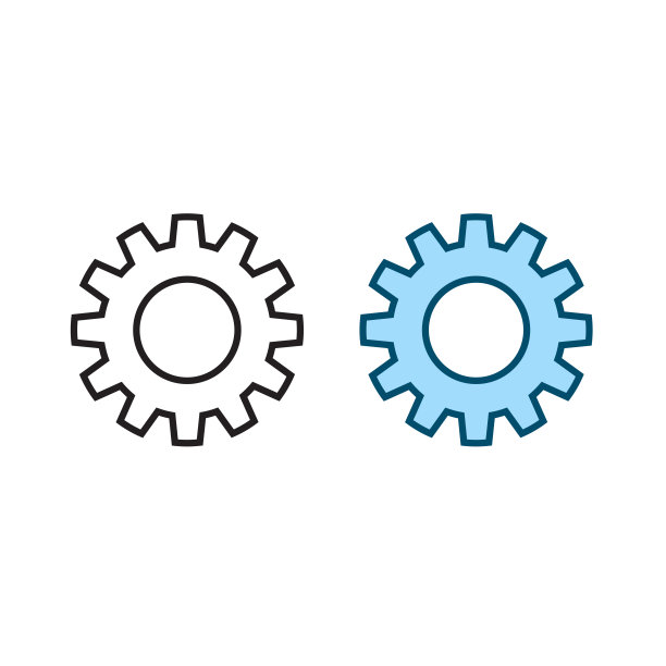 齿轮标志图标插图丰富多彩和轮廓图片下载