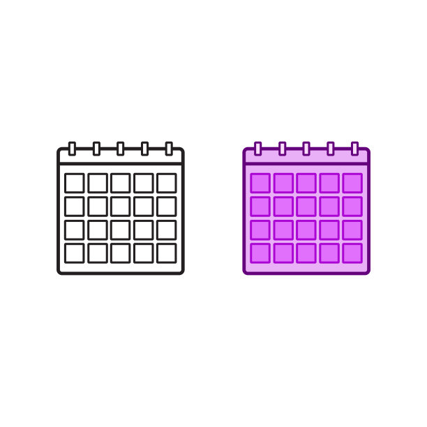 日历标志图标插图丰富多彩和轮廓图片下载