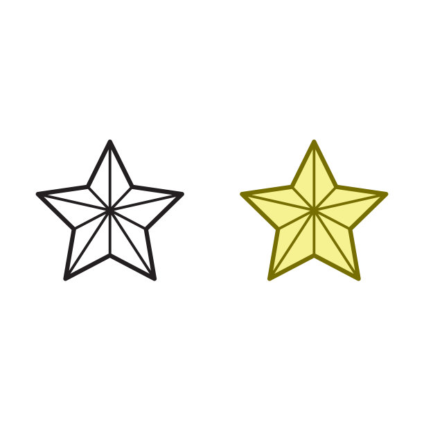 星形标志图标插图五颜六色，轮廓分明图片下载