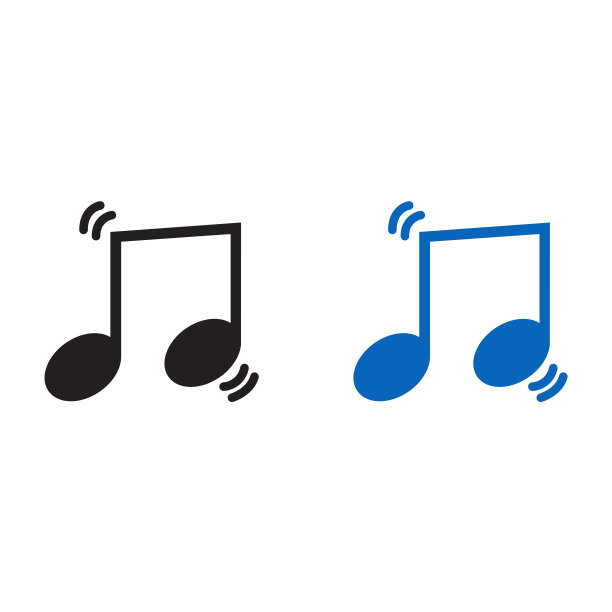 音符标志图标插图彩色和轮廓图片下载