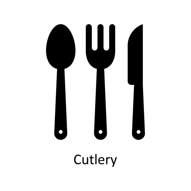 刀具矢量固体图标设计插图。杂货店符号在白色背景EPS 10文件图片下载