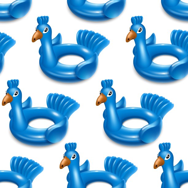 蓝孔雀白底无缝图案图片下载