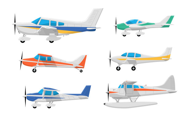 旧的飞机螺旋桨图标。老式玩具飞机集小平面图标双翼飞机集图片下载