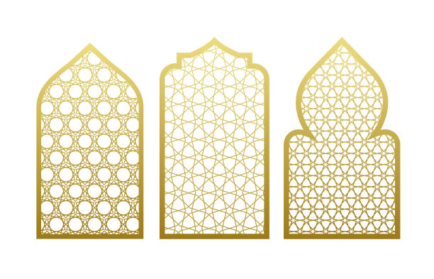 阿拉伯矢量窗门图案。阿拉伯伊斯兰清真寺斋月装饰风格图片下载