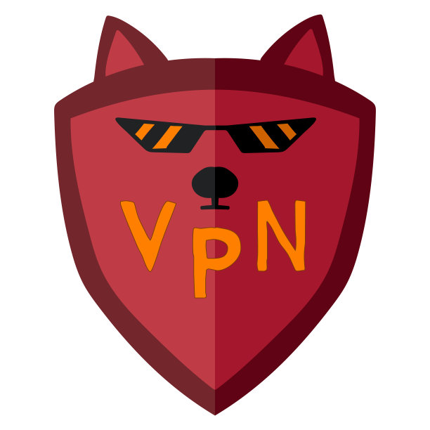 红色falt VPN图标的形式在一个盾牌上的动物脸在白色背景。矢量插图。虚拟专用网图标。互联网安全VPN概念图标图片下载