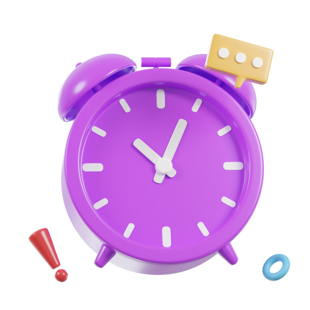 3d闹钟复古与邮差箱和通知铃隔离在白色背景图片下载