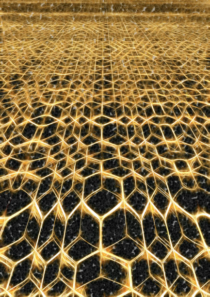 金色的网格图案，递减的视角到无限远图片下载