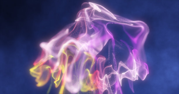 抽象紫色发光流体的粒子和波抽象液体背景图片下载