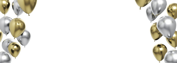 庆祝金银气球和五彩纸屑图片下载