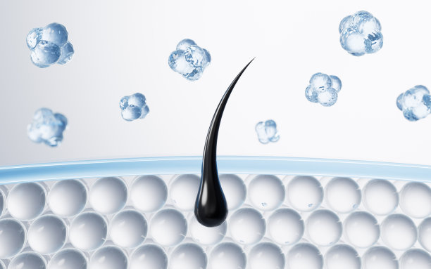 浓密的头发和皮肤，头发治疗概念，3d渲染。图片下载