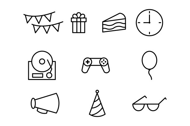 矢量旅行假期Holliday图标线艺术风格图片下载