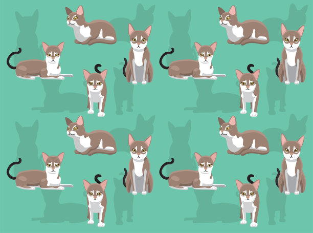 猫新加坡卡通人物无缝壁纸背景图片下载