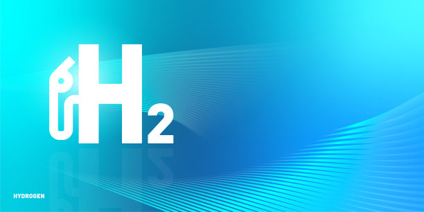 蓝色矢量线背景上的氢符号图片下载