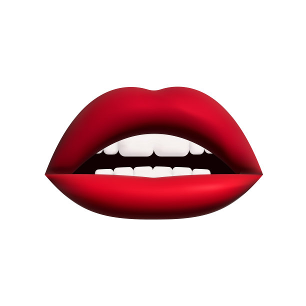 嘴唇逼真的3d渲染红色阴影。女性唇型，光滑而哑光。孤立设置在白色背景。用于设计的装饰对象。矢量图图片下载