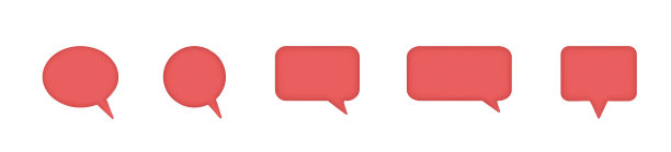 3d红色语音泡泡，社交媒体聊天信息图标。各种形状的空文本泡泡、评论、对话气球矢量集。认为不同形状的云有长方形、椭圆形图片下载