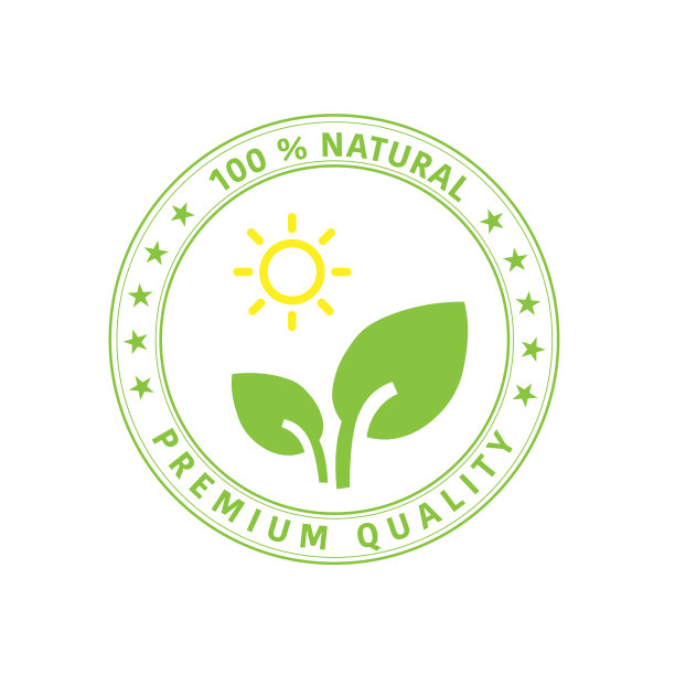 由天然成分100%有机产品橡皮图章图标隔离在白色背景。矢量图图片下载